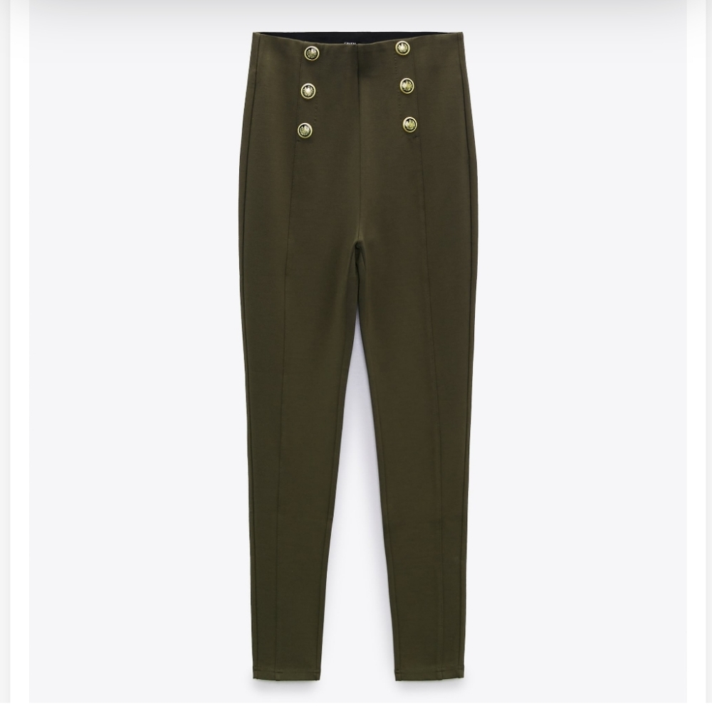 ZARA Green Lehgems with Bright Gold Botton